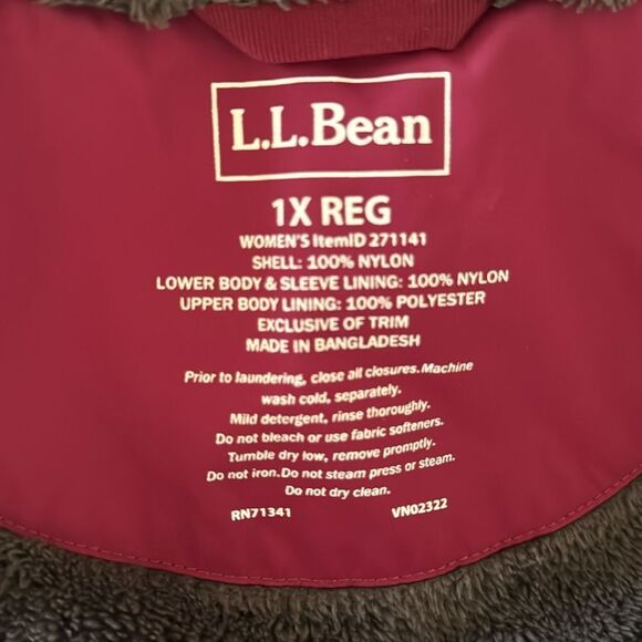 L.L.Bean Women’s Size 1X Regular Deep Magenta Hooded Zipper Up Casual Jacket EUC - Picture 5 of 16